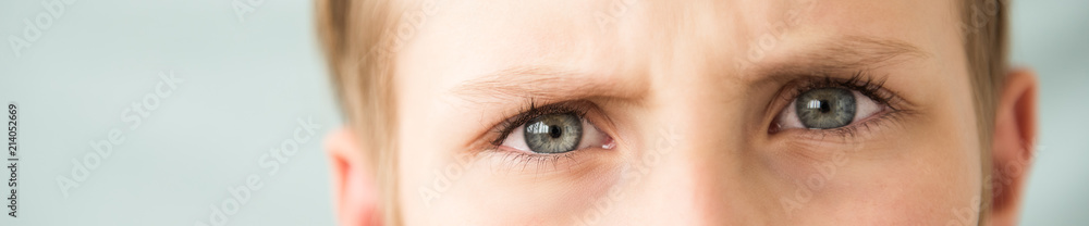 Site header. Sad boy with expressive eyes. Depression, anxiety, frustration and anxiety concept