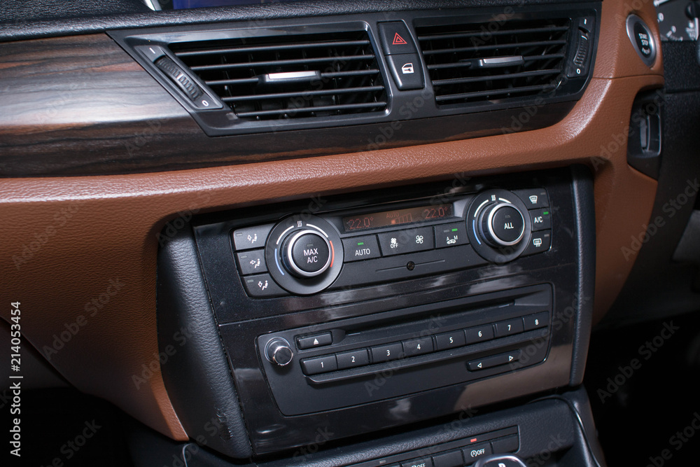 Car dashboard close up.