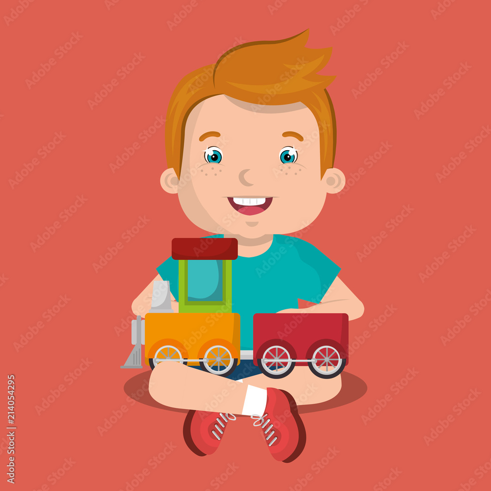 little boy playing with toys character little boy playing with toys character