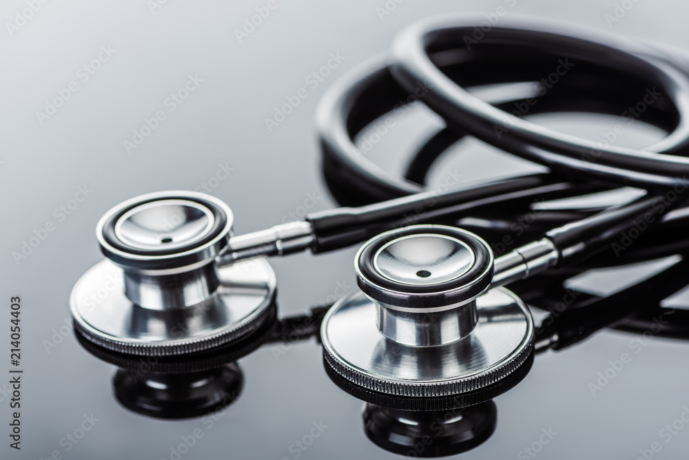 selective focus of two stethoscopes on glass surface selective focus of two stethoscopes on glass surface