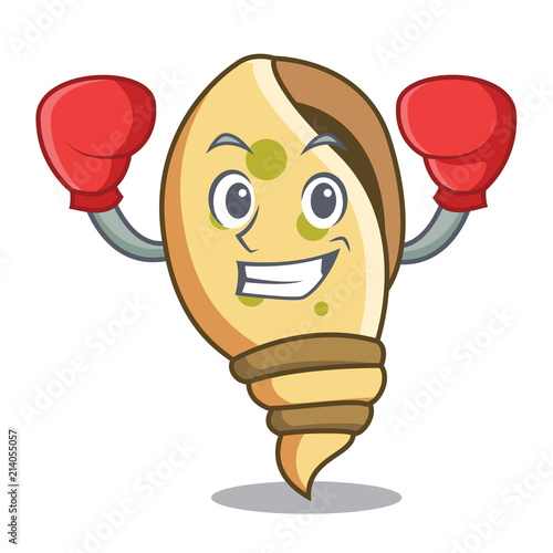 Boxing sea shell character cartoon