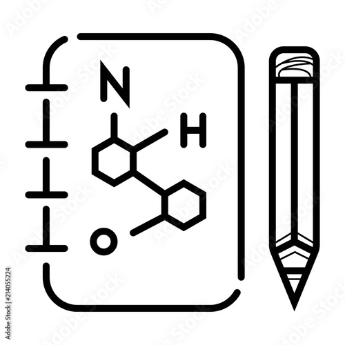 chemistry formula and molecule line icon