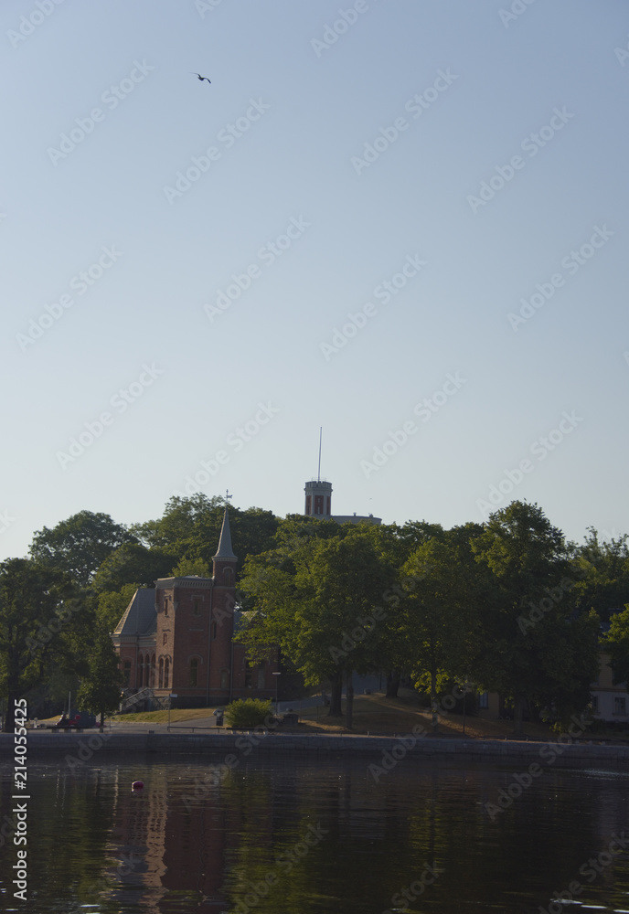 Castle and an old brickbuilding on the Katellholmen in Stockholm