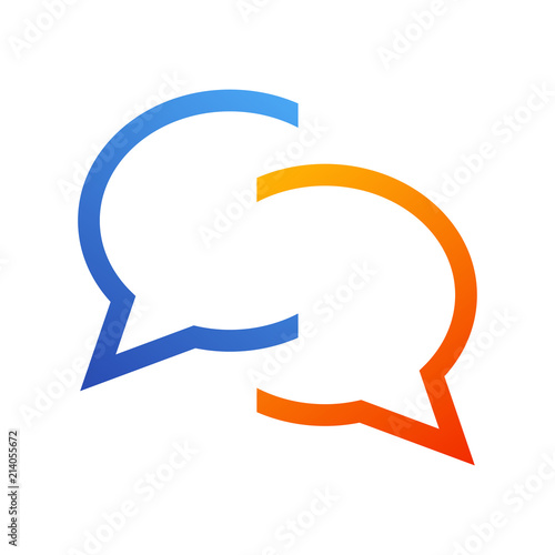 Icono plano chat en azul y naranja