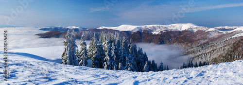Winter landscape with snow in the mountains