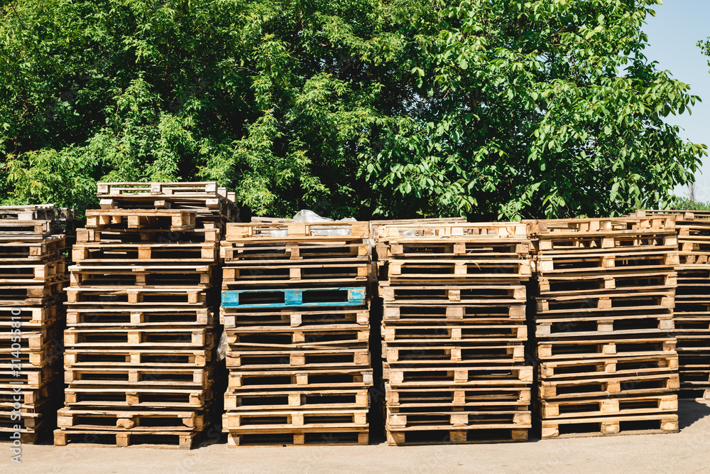Wooden pallets in warehouse. transport pallets Wooden pallets in warehouse. transport pallets