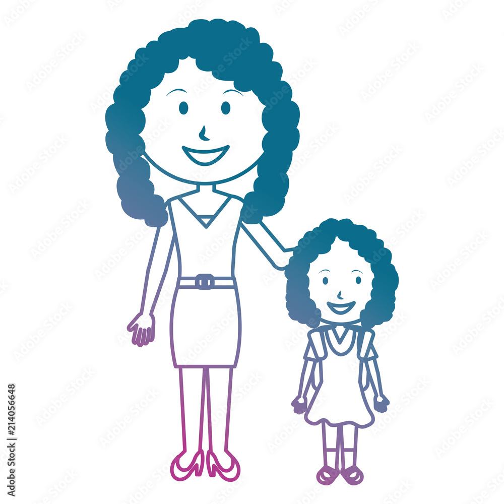 woman teacher with girl avatar character woman teacher with girl avatar character