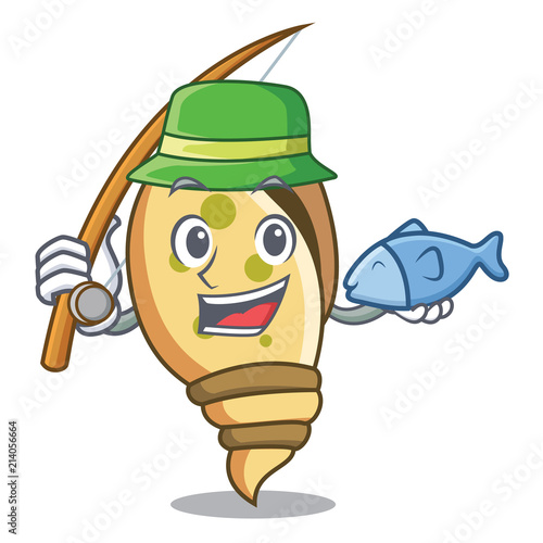 Fishing sea shell mascot cartoon