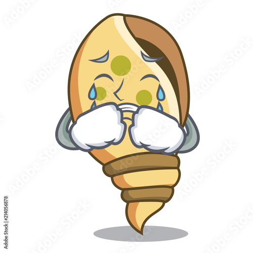Crying sea shell mascot cartoon