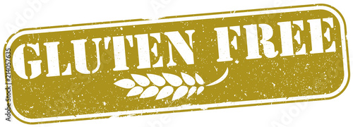 golden grunge gluten free rubber stamp vector illustration