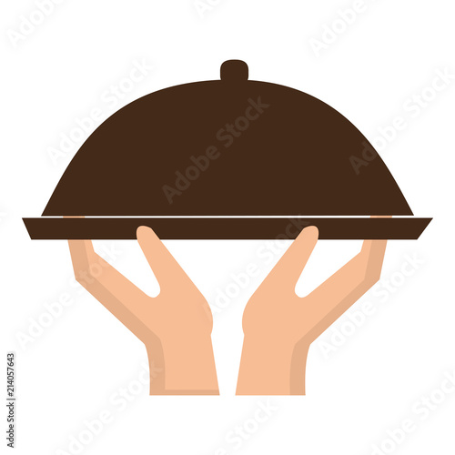 hands lifting tray server
