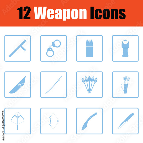 Set of twelve weapon icons