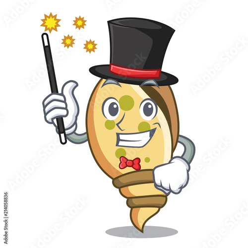 Magician sea shell mascot cartoon