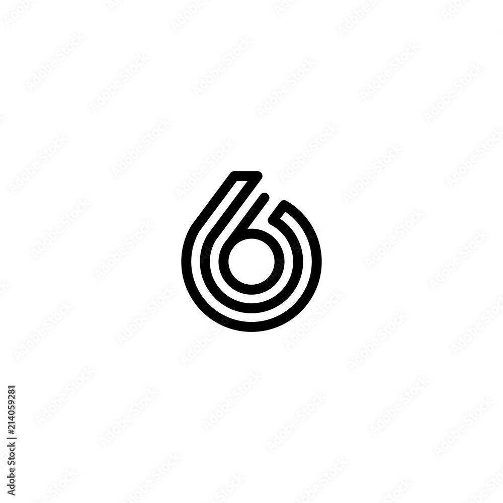 six number 6 double triple line art outline monoline logo six number 6 double triple line art outline monoline logo