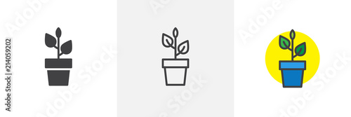 Canvas Print Plant in flower pot icon