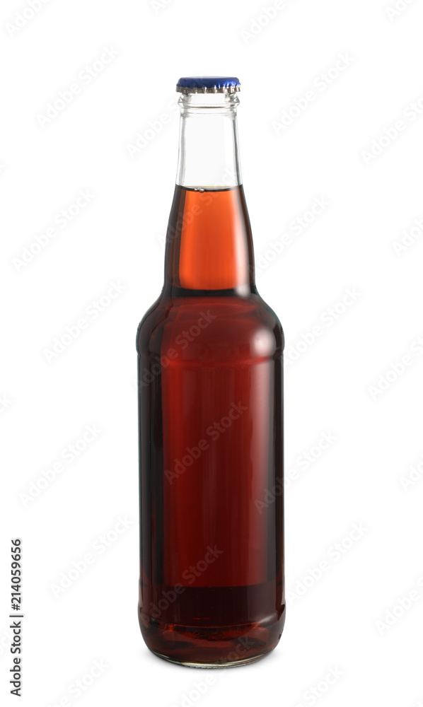 Glass bottle of cold beer on white background Glass bottle of cold beer on white background