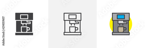 Coffee machine icon. Line, solid and filled outline colorful version, outline and filled vector sign. Symbol, logo illustration. Different style icons set. Pixel perfect vector graphics
