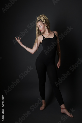 Blonde young woman dancing dancehall © muro