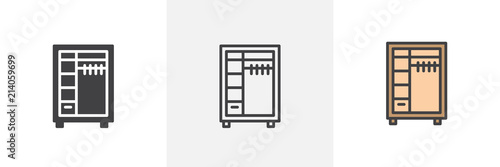 Closet icon. Line, solid and filled outline colorful version, outline and filled vector sign. Wardrobe symbol, logo illustration. Different style icons set. Pixel perfect vector graphics
