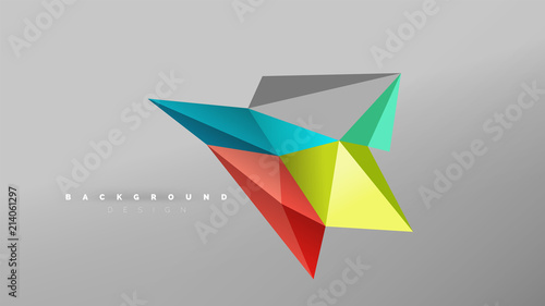 Abstract background - geometric origami style shape composition, triangular low poly design concept. Colorful trendy minimalistic illustration