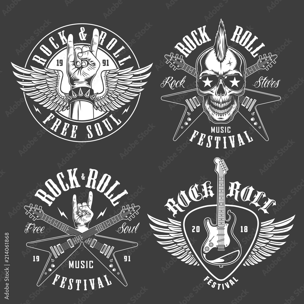 Rock and roll emblems Rock and roll emblems
