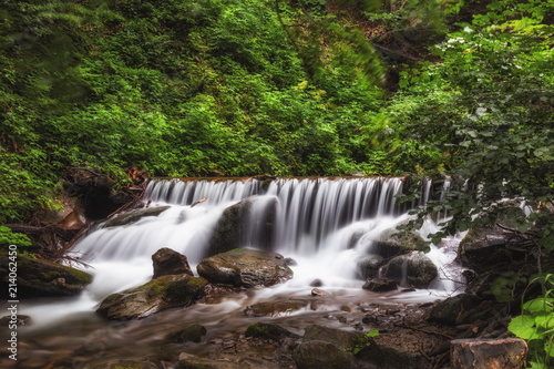 Waterfall in a mountainous area. Threshold. Ukraine. Waterfall Shipot