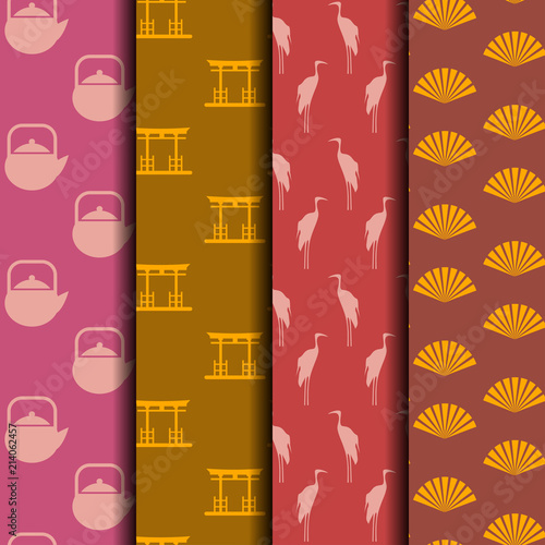Japanese Culture Seamless Pattern Background, Collection