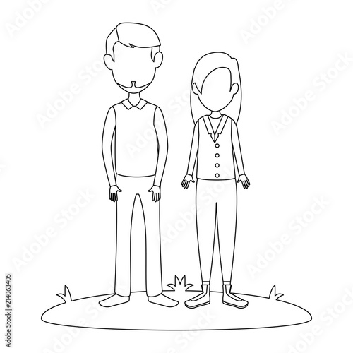 young couple in grass avatars characters