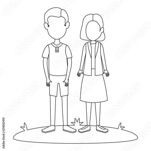 young couple in grass avatars characters