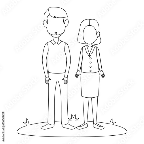 young couple in grass avatars characters