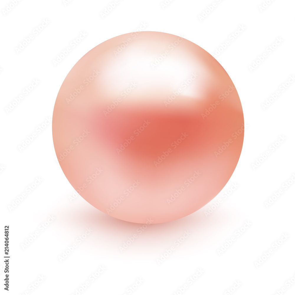 Fototapeta premium Realistic soft pink pearl isolated on white background. Beautiful style. Premium quality illustration for your design.