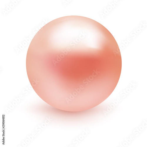 Realistic soft pink pearl isolated on white background. Beautiful style. Premium quality illustration for your design.