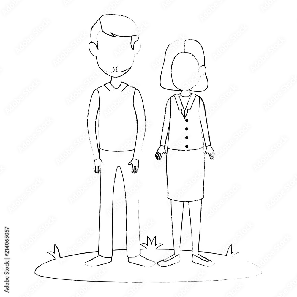 young couple in grass avatars characters young couple in grass avatars characters