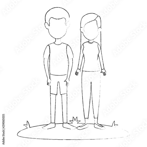 young couple in grass avatars characters