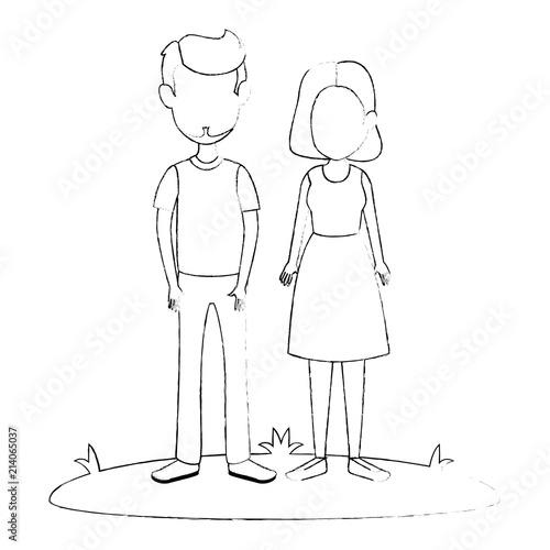 young couple in grass avatars characters