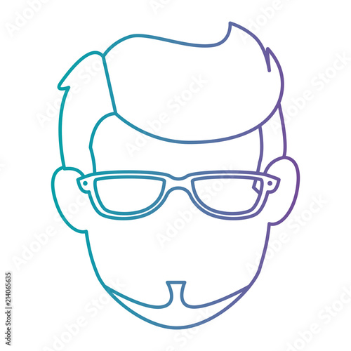 young man avatar head with glasses character vector illustration design