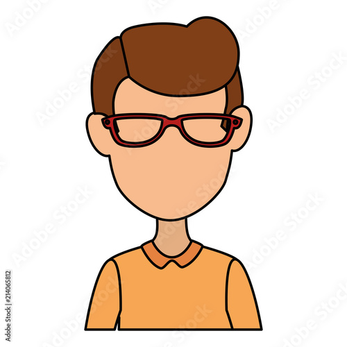 young man with glasses avatar character vector illustration design