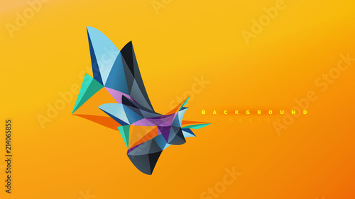 Abstract background - geometric origami style shape composition, triangular low poly design concept. Colorful trendy minimalistic illustration