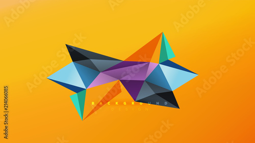 Abstract background - geometric origami style shape composition, triangular low poly design concept. Colorful trendy minimalistic illustration