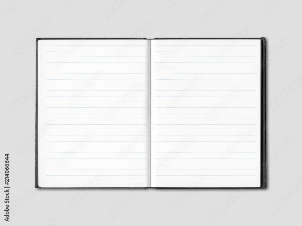 Blank open lined notebook isolated on grey Blank open lined notebook isolated on grey