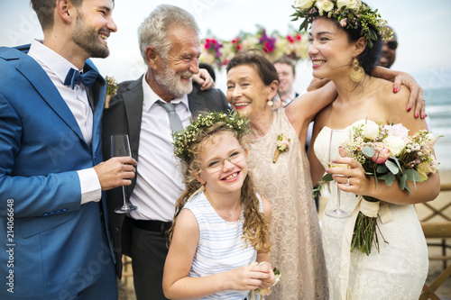 Young Caucasian couple wedding day photo