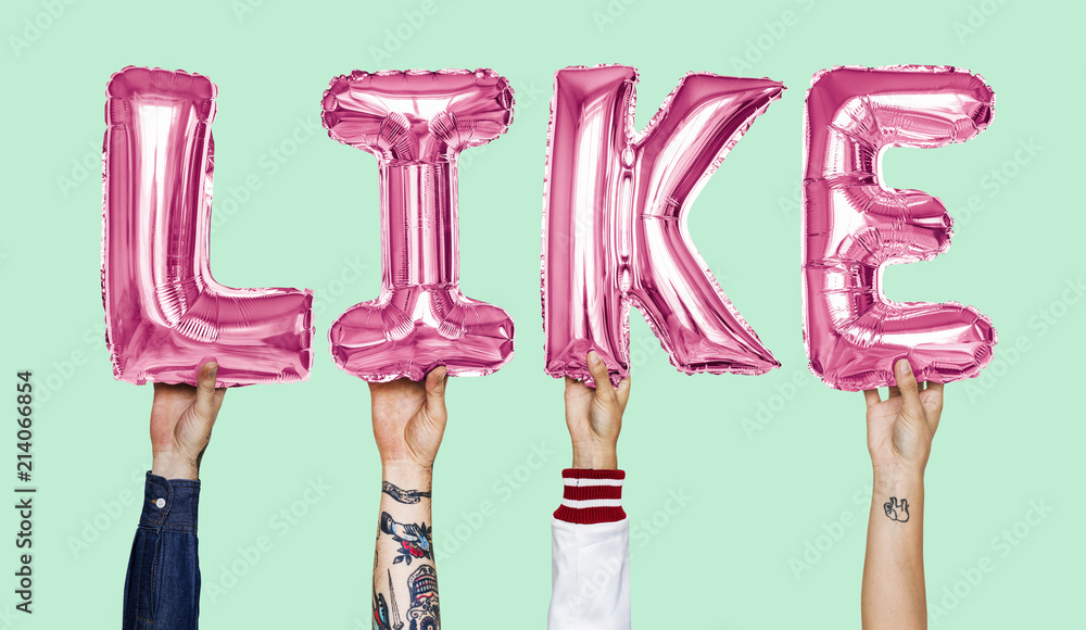 Pink alphabet helium balloons forming the text like Pink alphabet helium balloons forming the text like