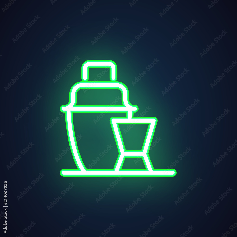 Bottle and shot drink neon icon. Alcoholic beverage symbol. Logo for night clubs, bars, pubs, happy hour promotion, menu and other design needs. Vector illustration isolated on black Bottle and shot drink neon icon. Alcoholic beverage symbol. Logo for night clubs, bars, pubs, happy hour promotion, menu and other design needs. Vector illustration isolated on black