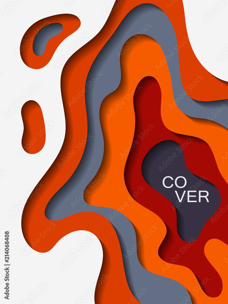 Vector paper cut layout design for presentation, flyer, poster. 3D ...