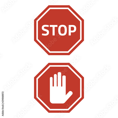 Stop sign on white background.