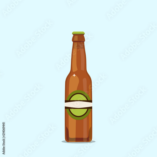 Attractive beer bottle on a blue background