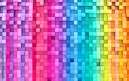 3D rendering abstract background colorful cubes wall photo