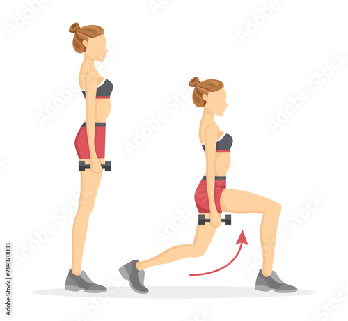 Lunges Tabata Exercises Set Vector Illustration