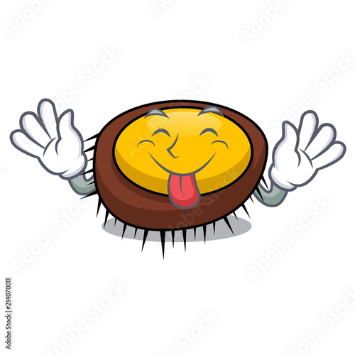 Tongue out sea urchin mascot cartoon