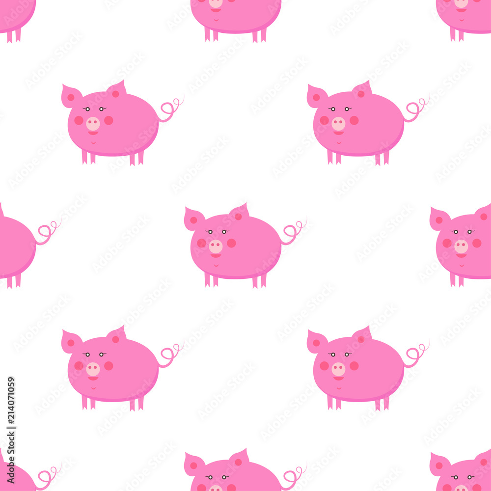 Cute Piggy Flat Vector Seamless Pattern Cute Piggy Flat Vector Seamless Pattern